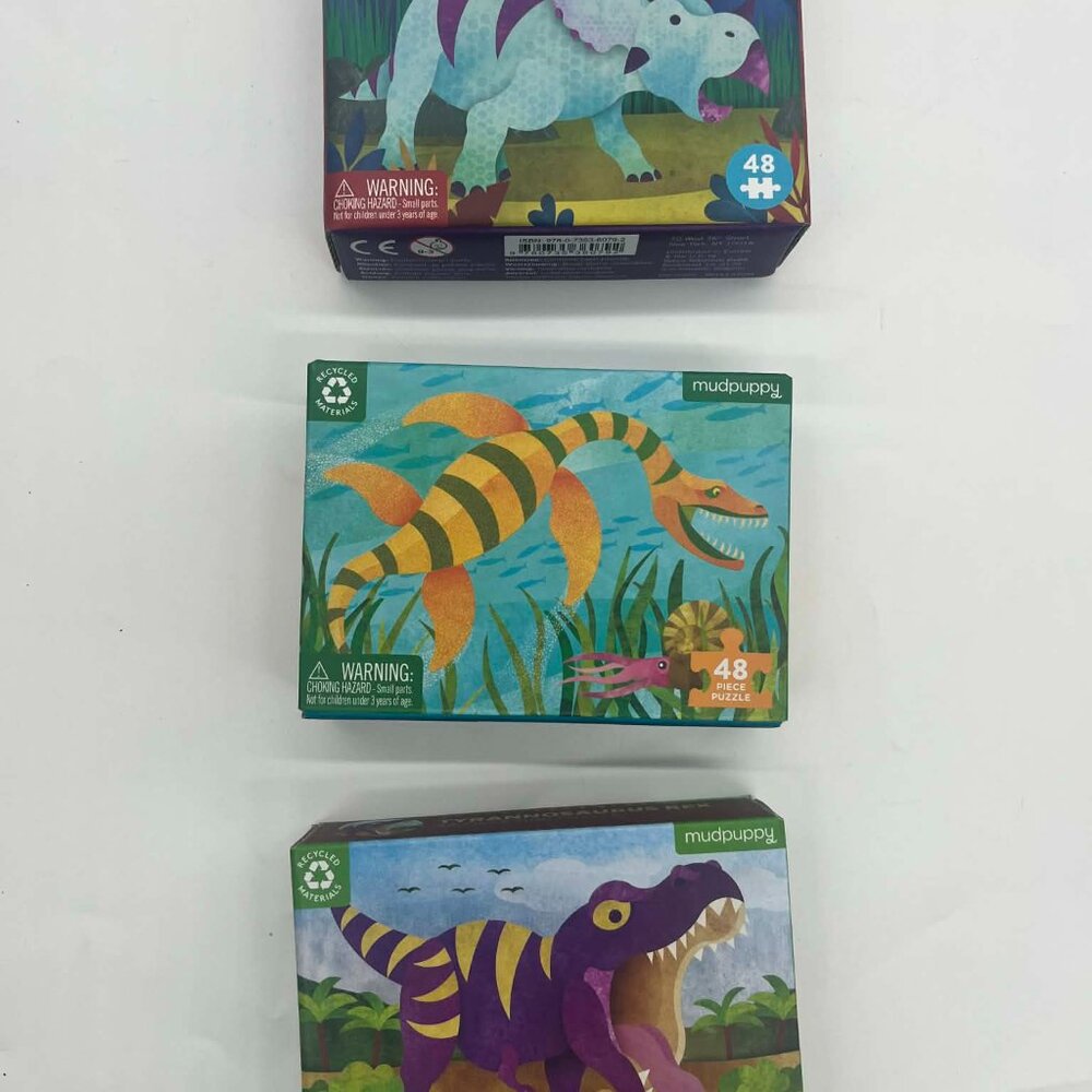 Set of 3 Mudpuppy 48 piece dinosaur dino prehistoric puzzles. NIB